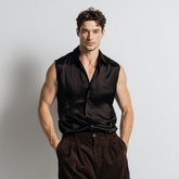 Men's casual acetic acid fabric sleeveless shirt